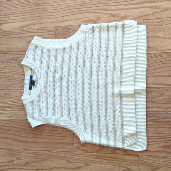 French Connection cream & metallic gold sleeveless sweater vest women's size XL - Picture 1 of 6